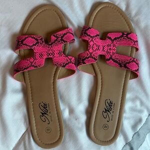Pink Snakeskin Sandals